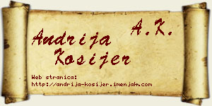 Andrija Kosijer vizit kartica